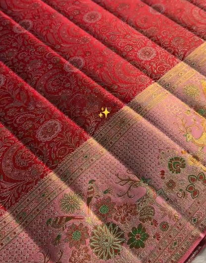 Premium Red Meenakari Silk Saree