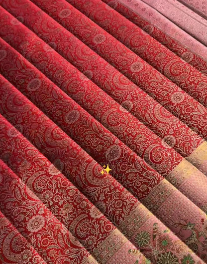 Premium Red Meenakari Silk Saree