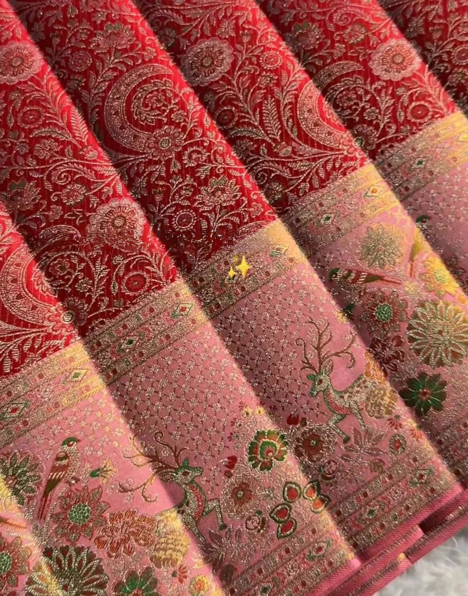Premium Red Meenakari Silk Saree