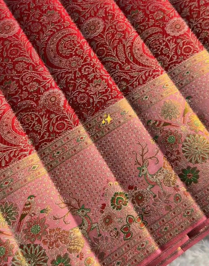 Premium Red Meenakari Silk Saree