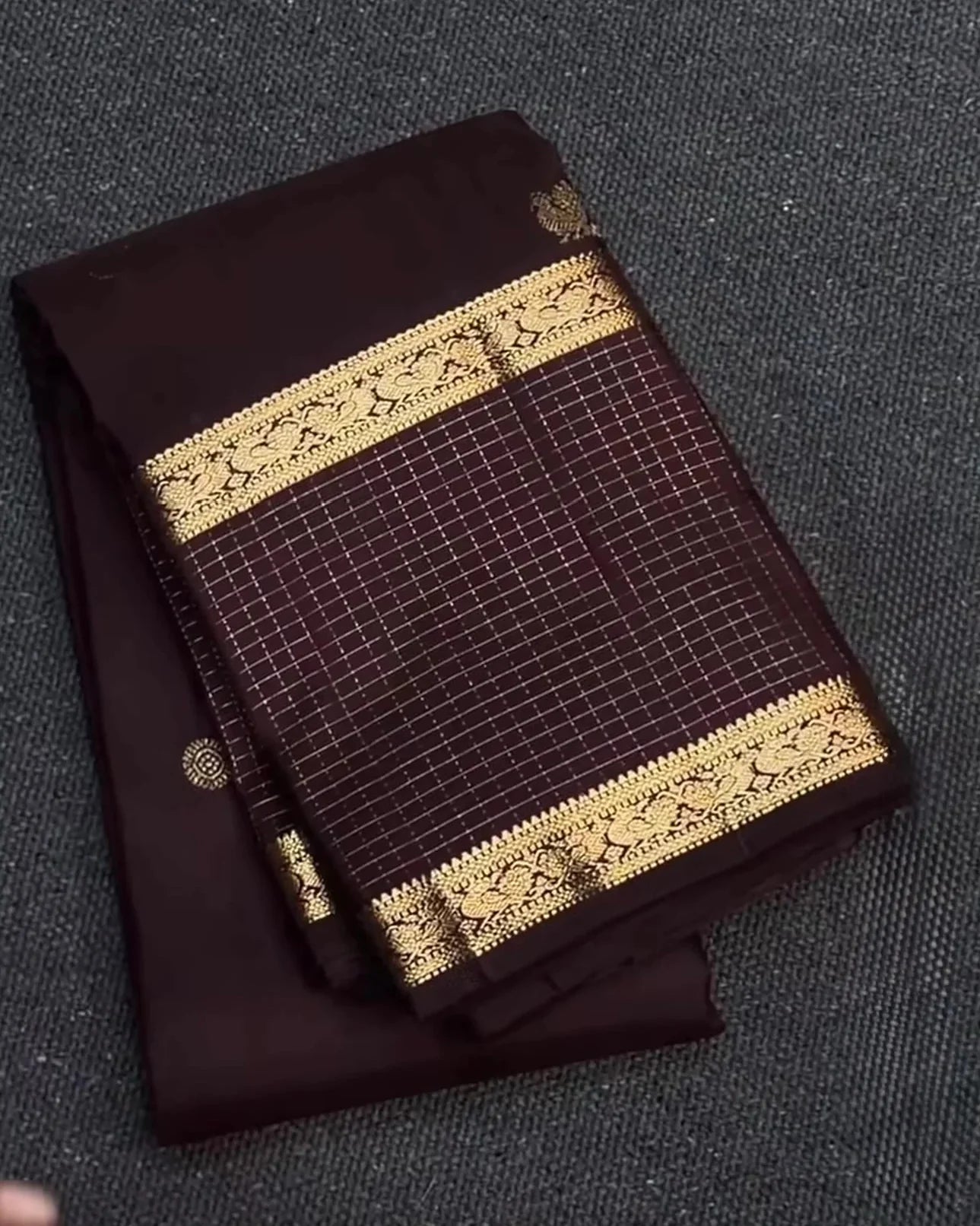 Royal Maroon Zari Checks Silk Saree