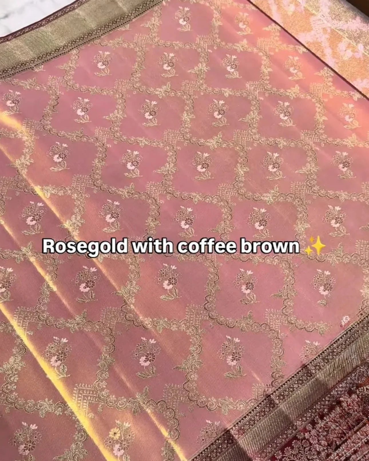 Rose Gold Royale Tissue Saree