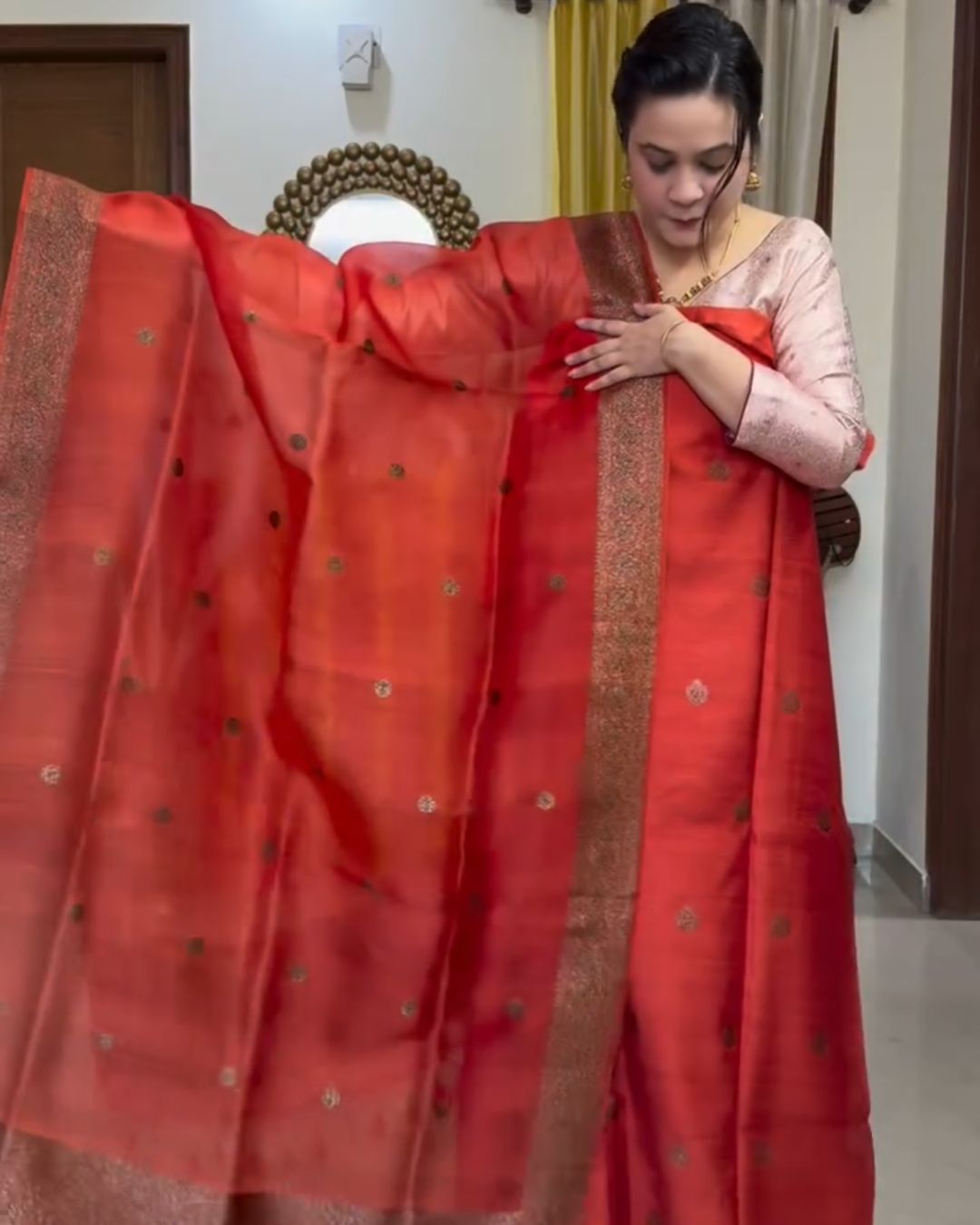 Sindoori Glow Cotton Jari Suit