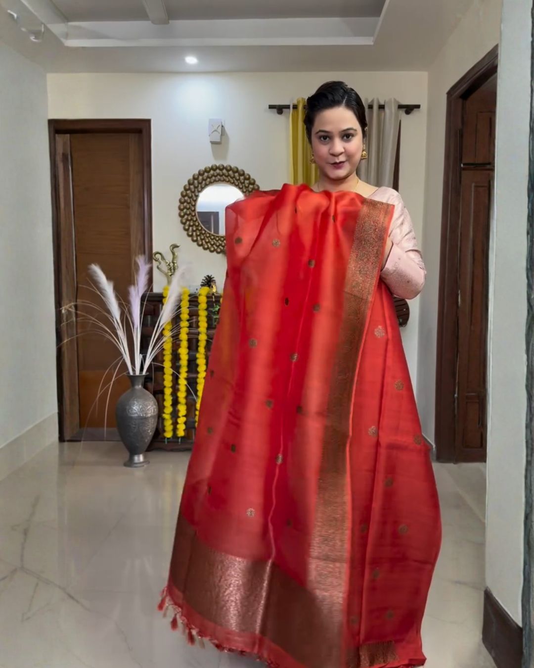 Sindoori Glow Cotton Jari Suit