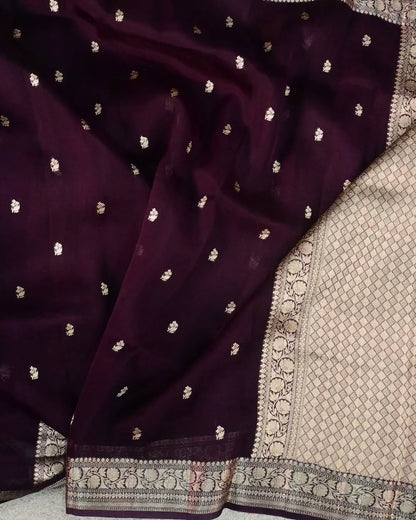 Midnight Bloom Silk Saree